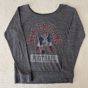New England Patriots Junk Food Off Shoulder Raglan Long Sleeve Shirt Top